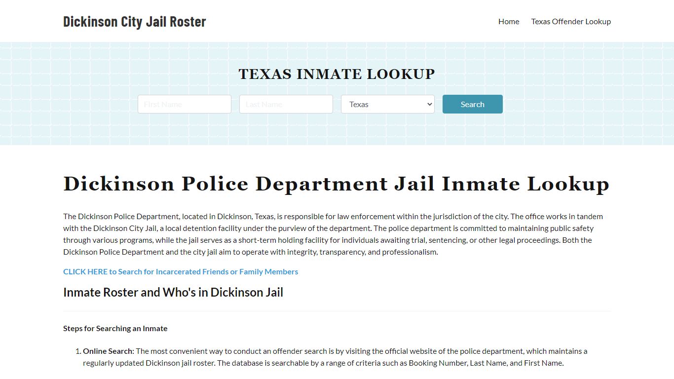 Dickinson Police Department & City Jail, TX Inmate Roster, Arrests ...